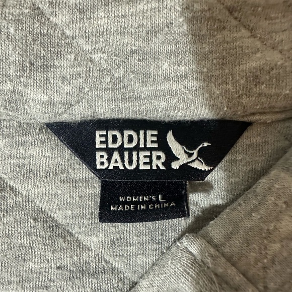 Eddie Bauer Sweater Women Size Large Quilted Pullover 1/2 Snap Sweatshirt Gray - Picture 4 of 7